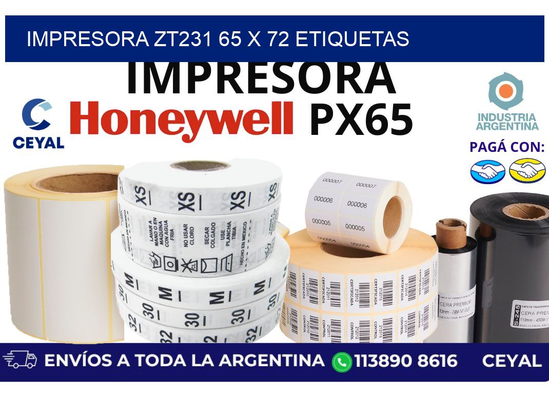impresora zt231 65 x 72 etiquetas