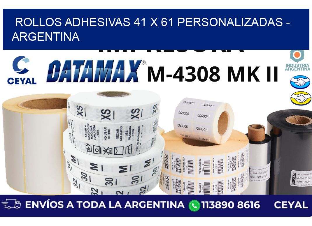 rollos adhesivas 41 x 61 personalizadas - Argentina