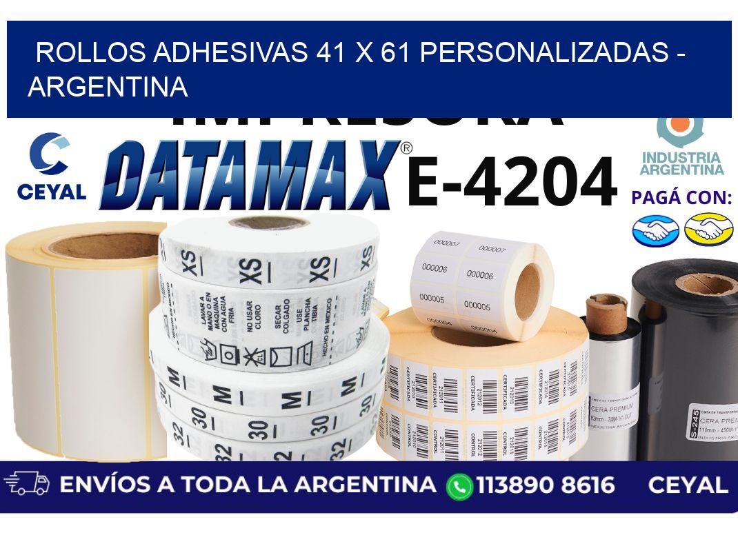 rollos adhesivas 41 x 61 personalizadas – Argentina