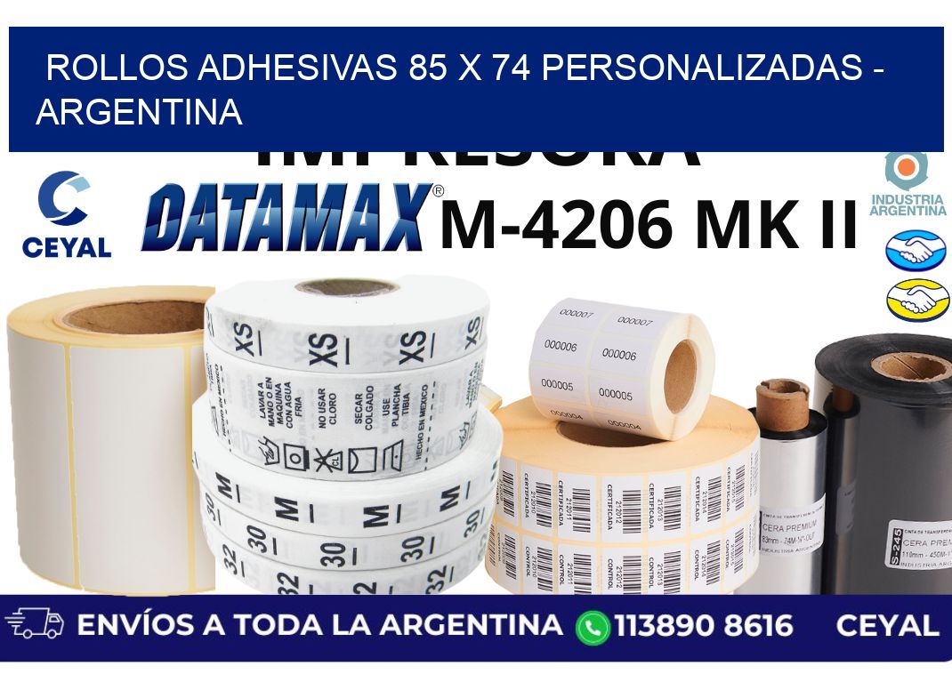 rollos adhesivas 85 x 74 personalizadas - Argentina