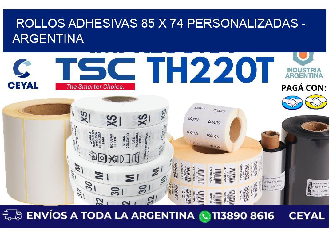 rollos adhesivas 85 x 74 personalizadas - Argentina
