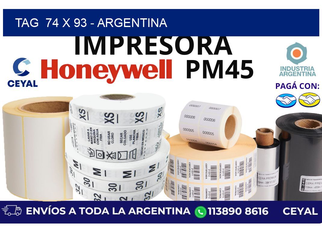 tag  74 x 93 - Argentina