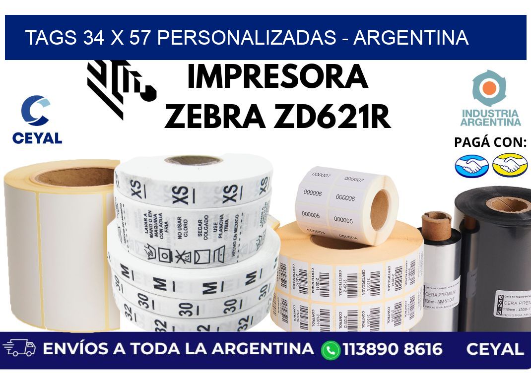 tags 34 x 57 personalizadas - Argentina