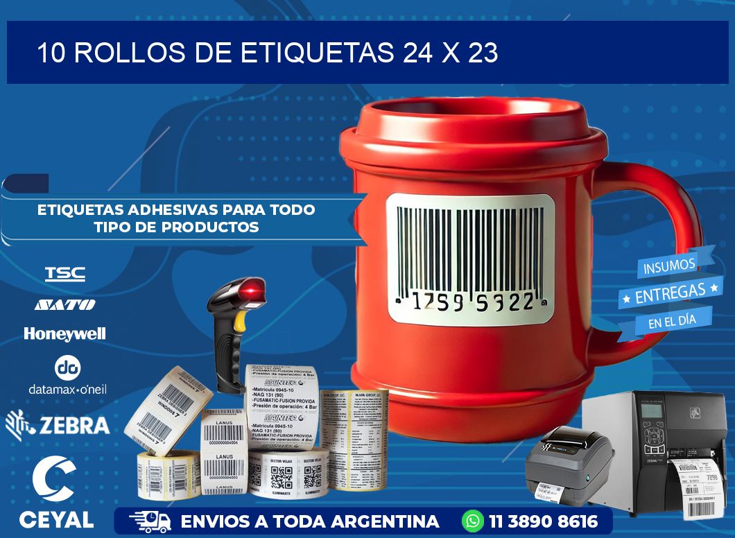 10 ROLLOS DE ETIQUETAS 24 x 23