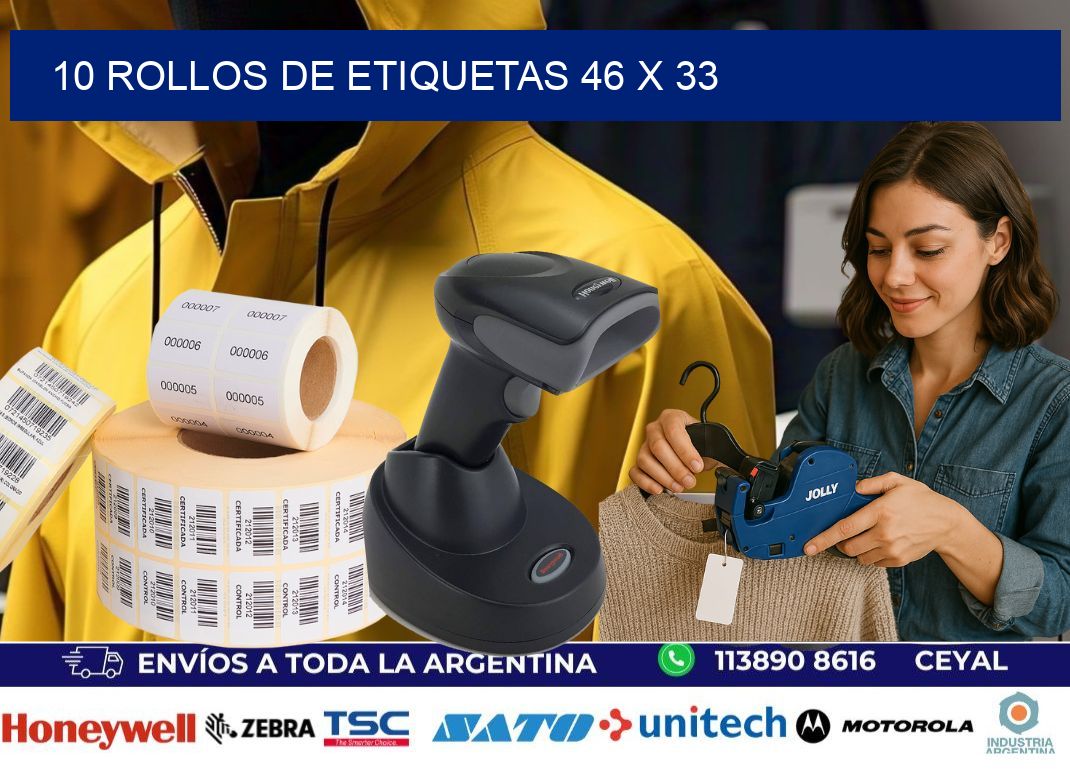 10 ROLLOS DE ETIQUETAS 46 x 33