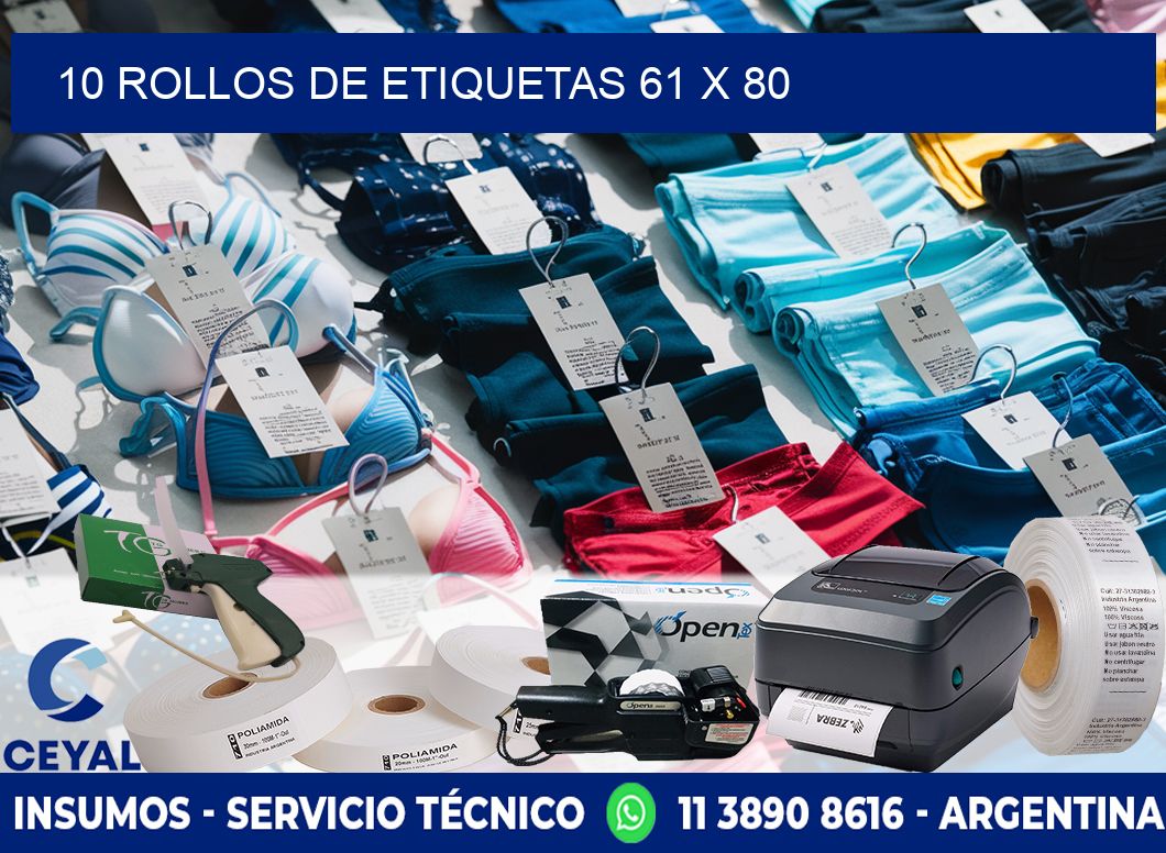 10 ROLLOS DE ETIQUETAS 61 x 80