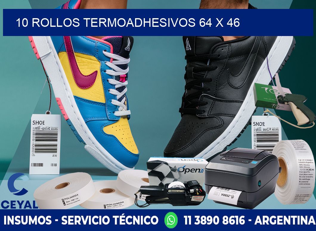 10 ROLLOS TERMOADHESIVOS 64 x 46