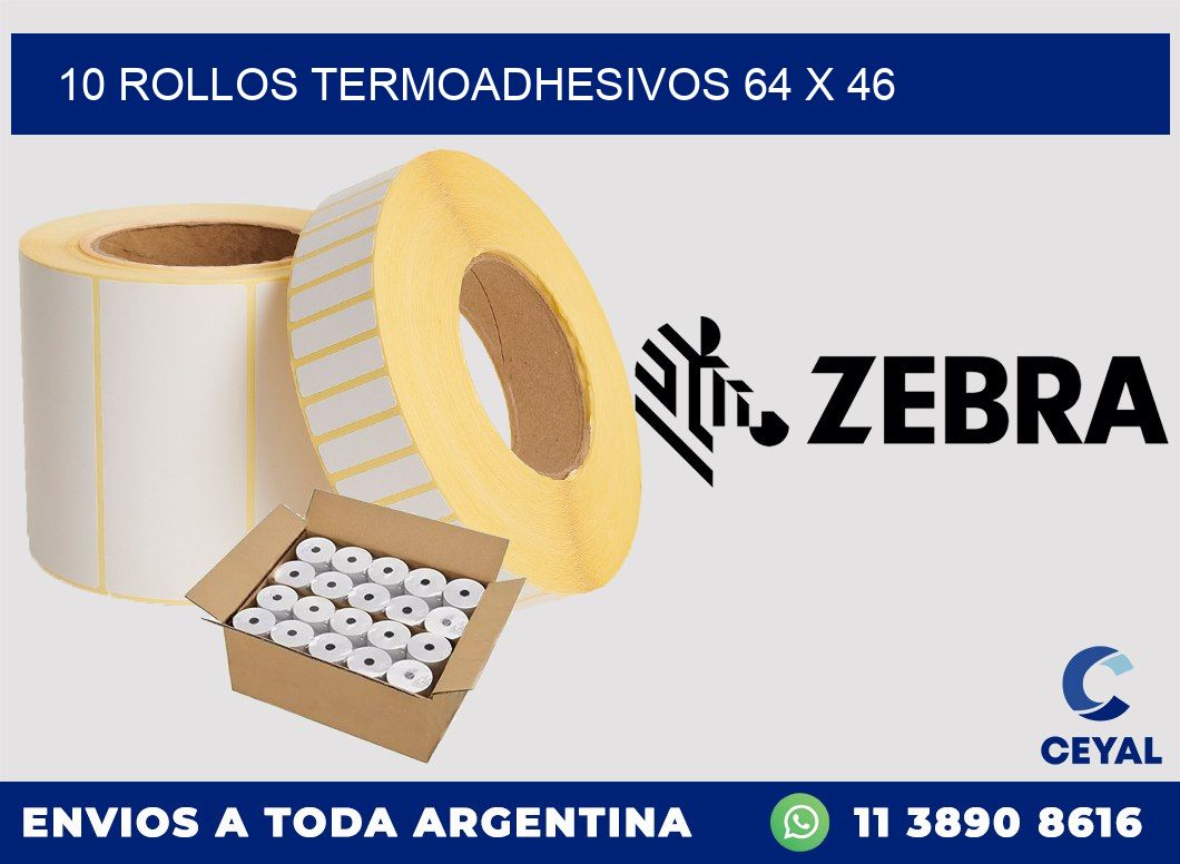10 ROLLOS TERMOADHESIVOS 64 x 46
