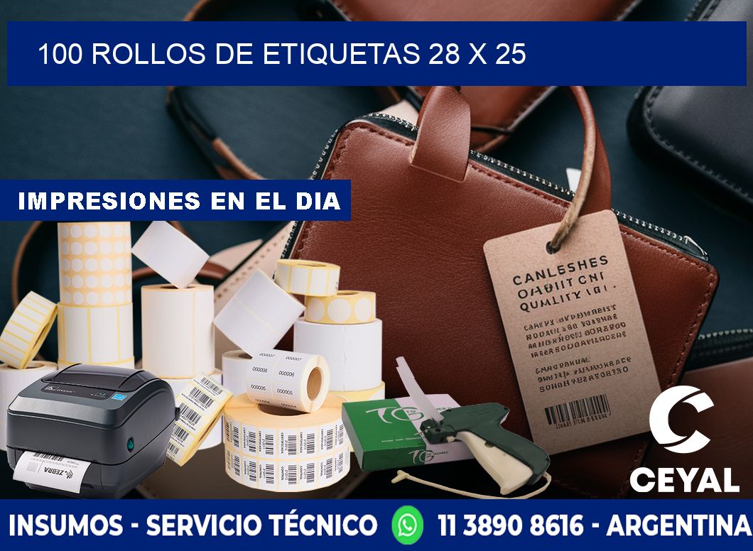 100 ROLLOS DE ETIQUETAS 28 x 25