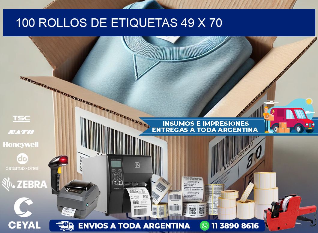 100 ROLLOS DE ETIQUETAS 49 x 70