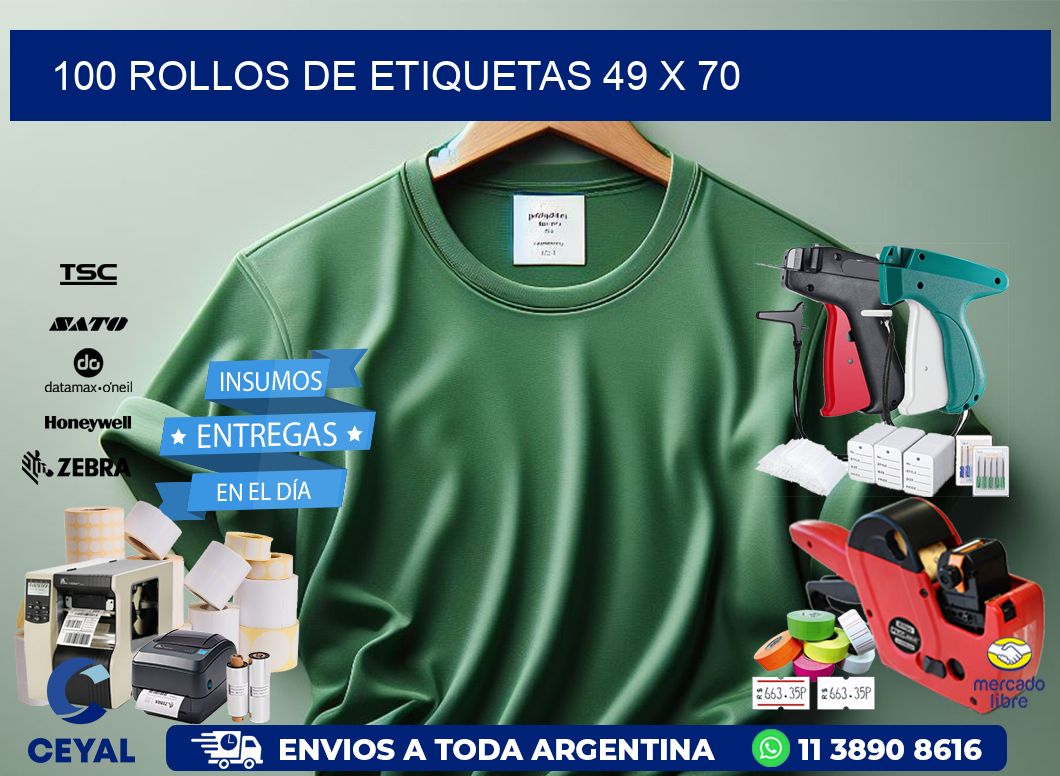 100 ROLLOS DE ETIQUETAS 49 x 70