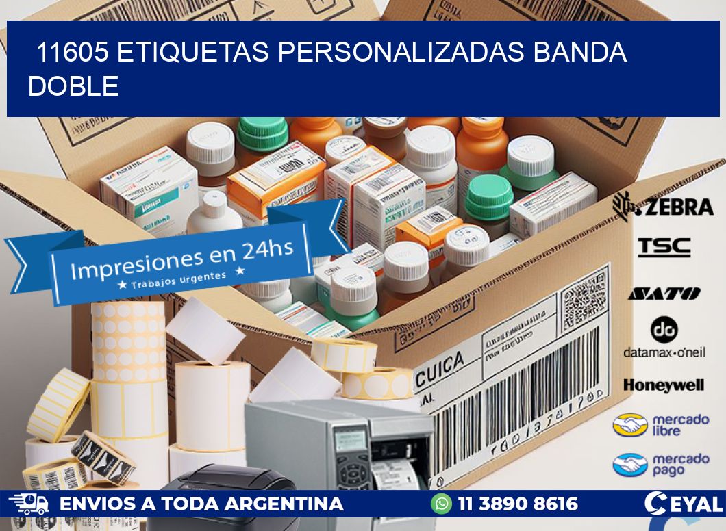 11605 Etiquetas personalizadas banda doble