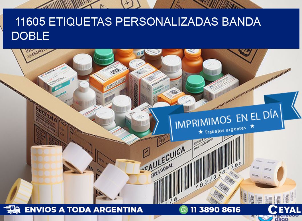11605 Etiquetas personalizadas banda doble