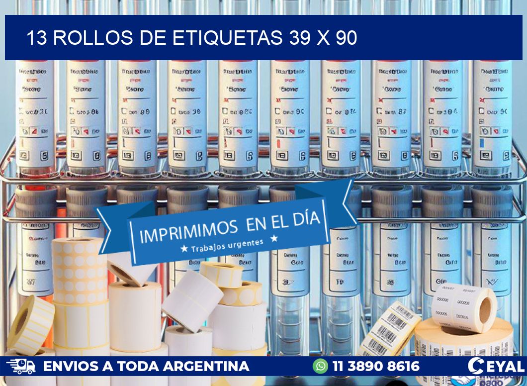 13 ROLLOS DE ETIQUETAS 39 x 90