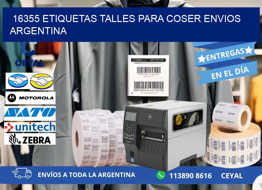 16355 ETIQUETAS TALLES PARA COSER ENVIOS ARGENTINA