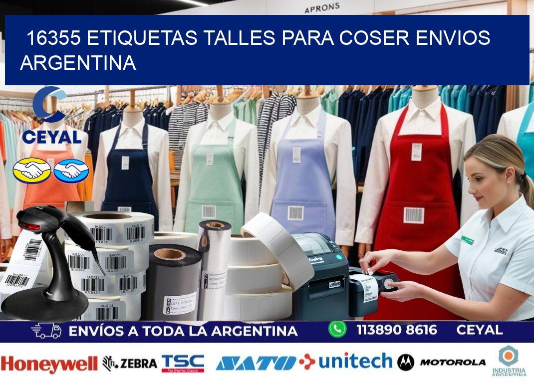 16355 ETIQUETAS TALLES PARA COSER ENVIOS ARGENTINA