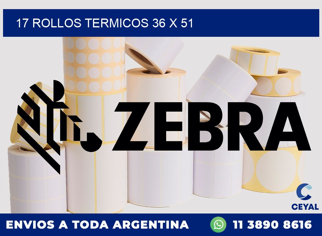 17 ROLLOS TERMICOS 36 x 51