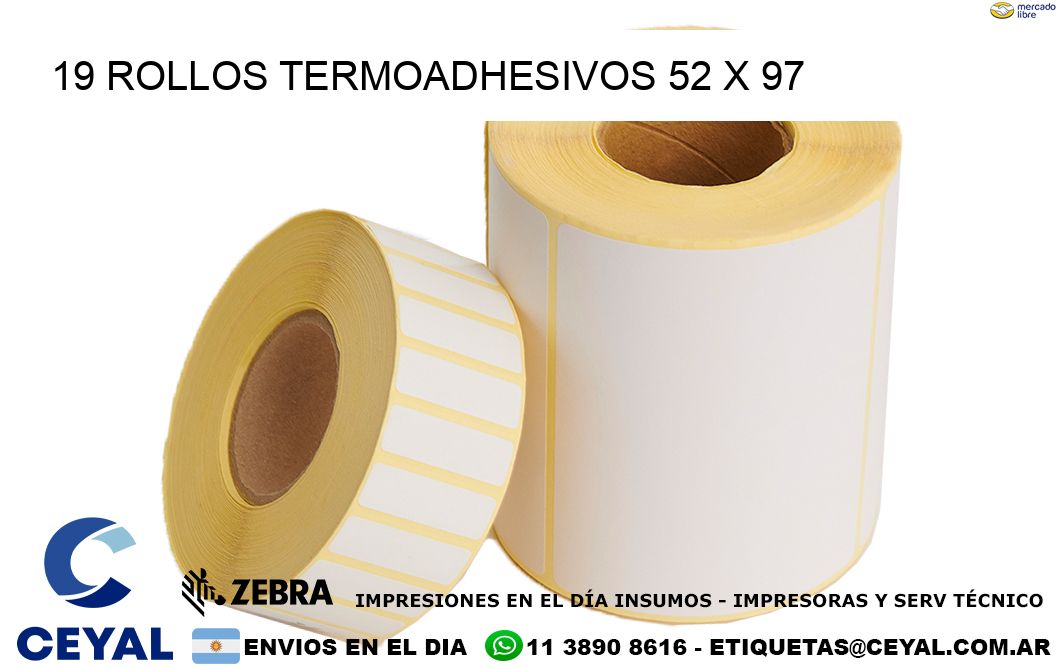19 ROLLOS TERMOADHESIVOS 52 x 97