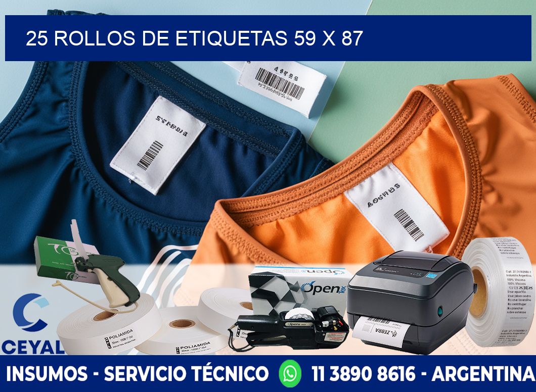 25 ROLLOS DE ETIQUETAS 59 x 87