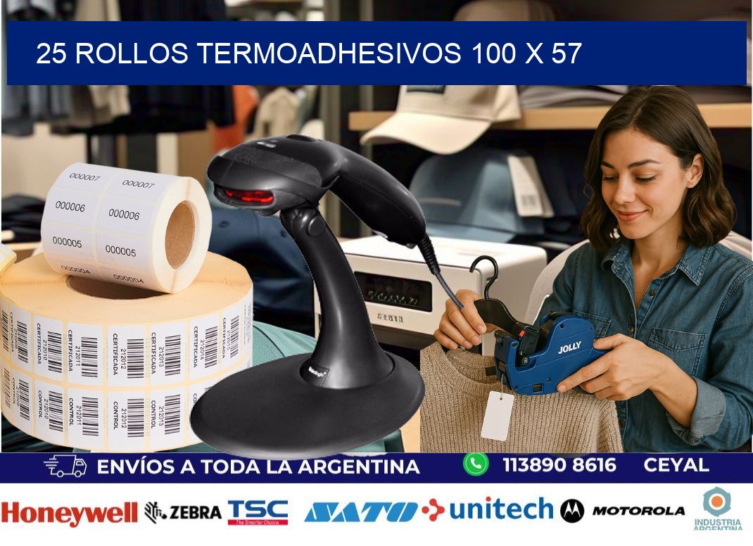 25 ROLLOS TERMOADHESIVOS 100 x 57