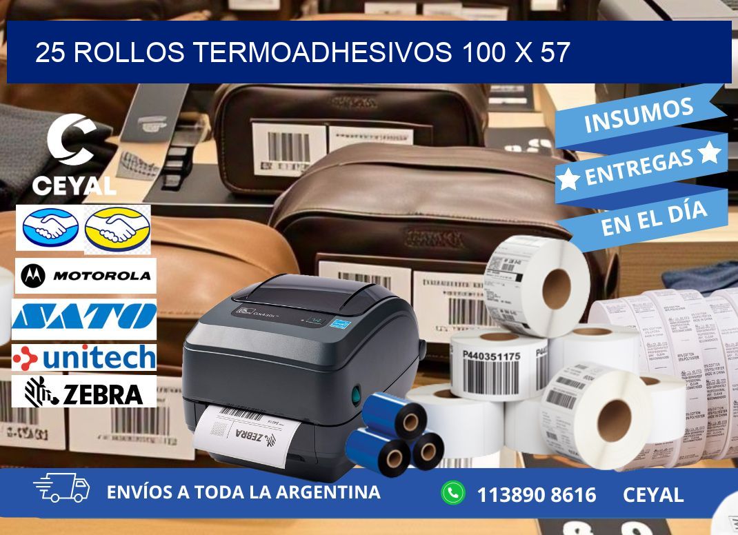 25 ROLLOS TERMOADHESIVOS 100 x 57
