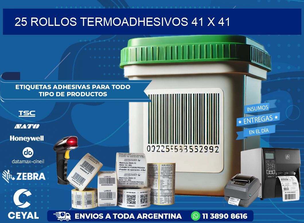 25 ROLLOS TERMOADHESIVOS 41 x 41