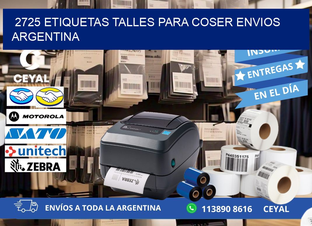 2725 ETIQUETAS TALLES PARA COSER ENVIOS ARGENTINA