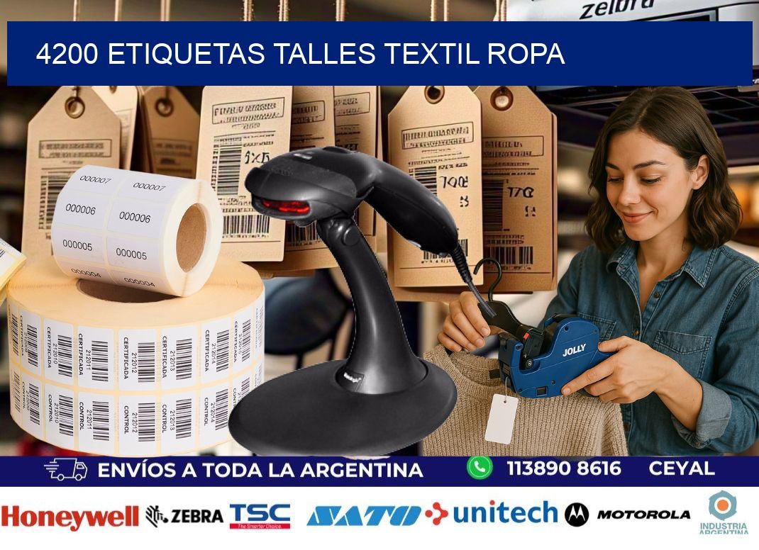 4200 ETIQUETAS TALLES TEXTIL ROPA