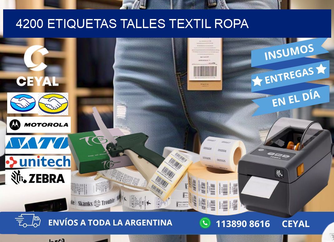 4200 ETIQUETAS TALLES TEXTIL ROPA