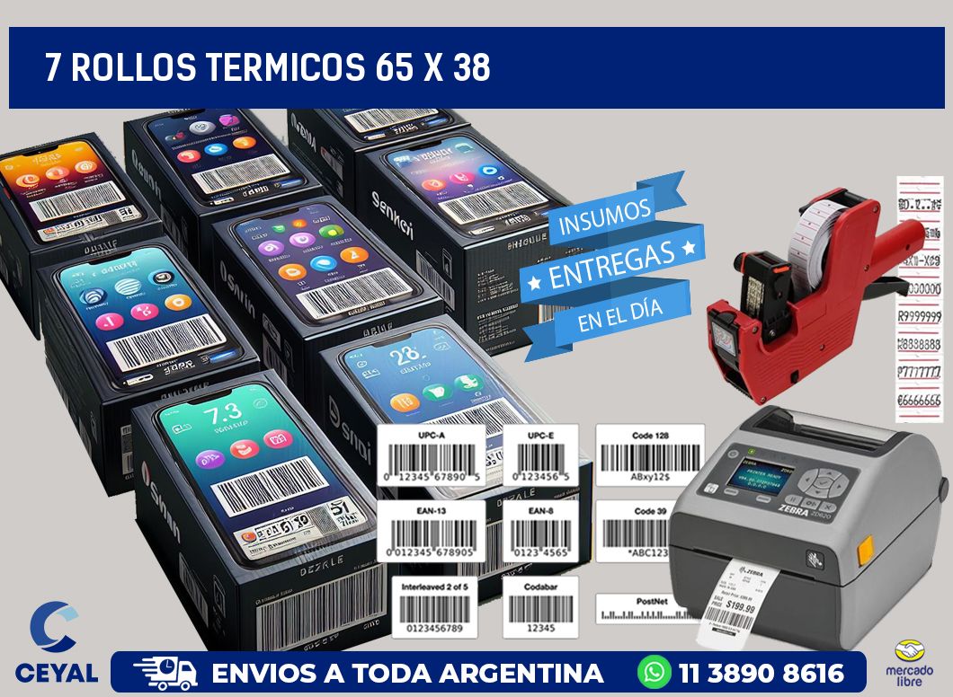 7 ROLLOS TERMICOS 65 x 38