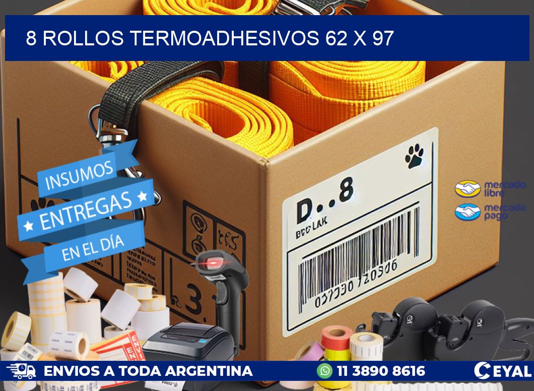 8 ROLLOS TERMOADHESIVOS 62 x 97