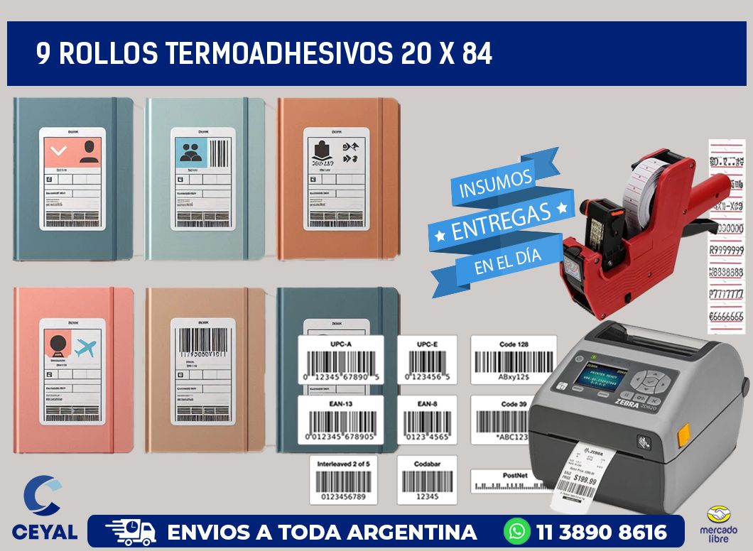 9 ROLLOS TERMOADHESIVOS 20 x 84