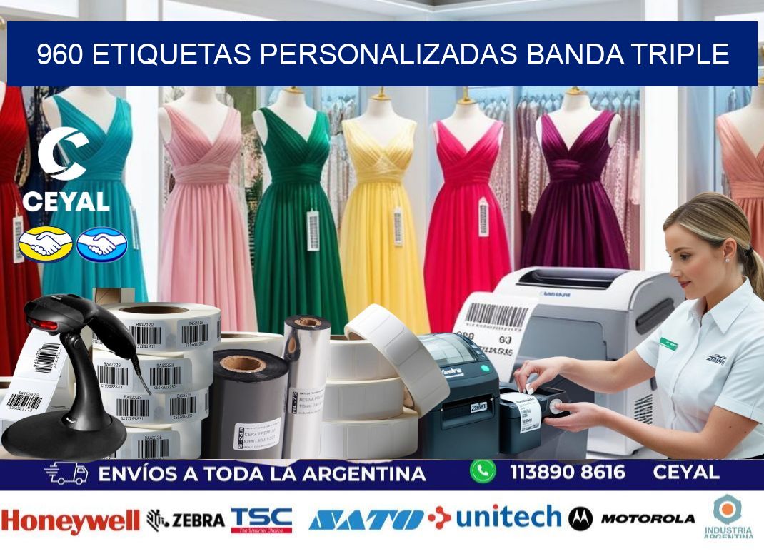 960 Etiquetas personalizadas banda triple