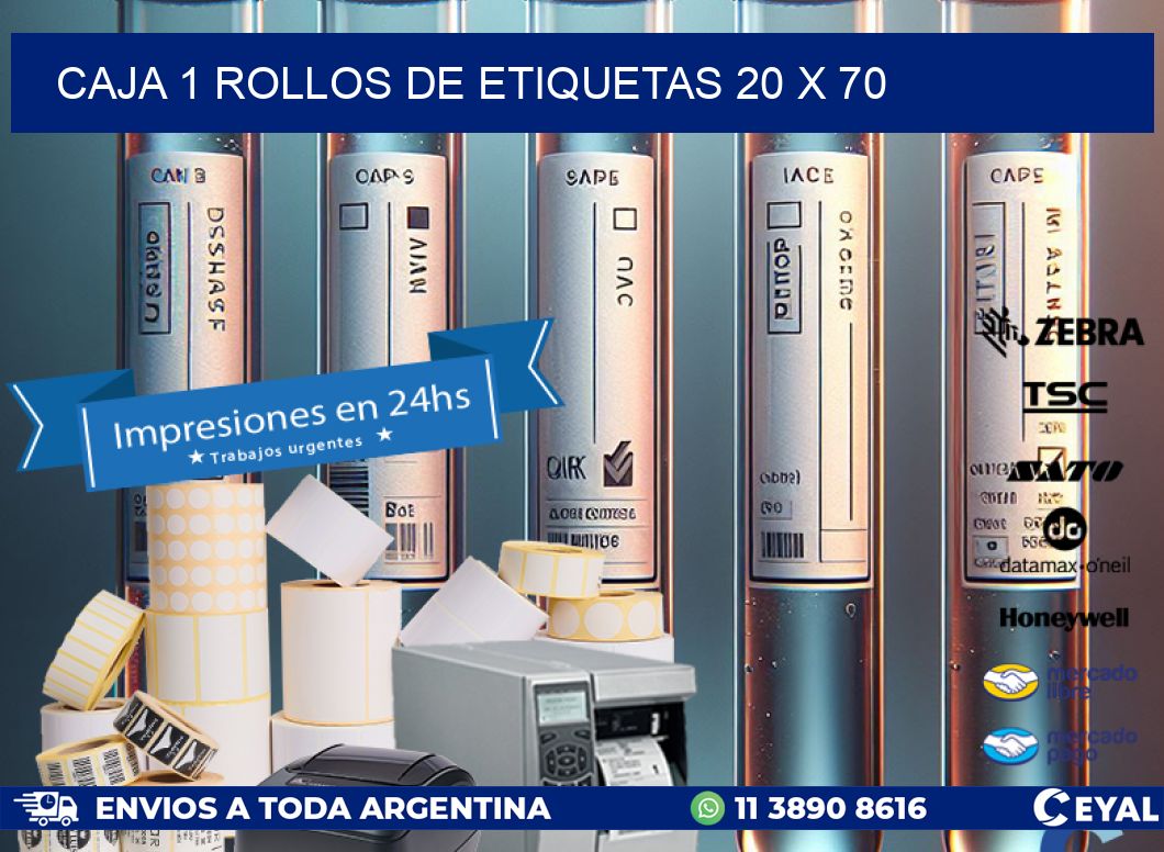CAJA 1 ROLLOS DE ETIQUETAS 20 x 70