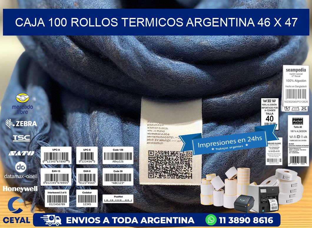 CAJA 100 ROLLOS TERMICOS ARGENTINA 46 x 47