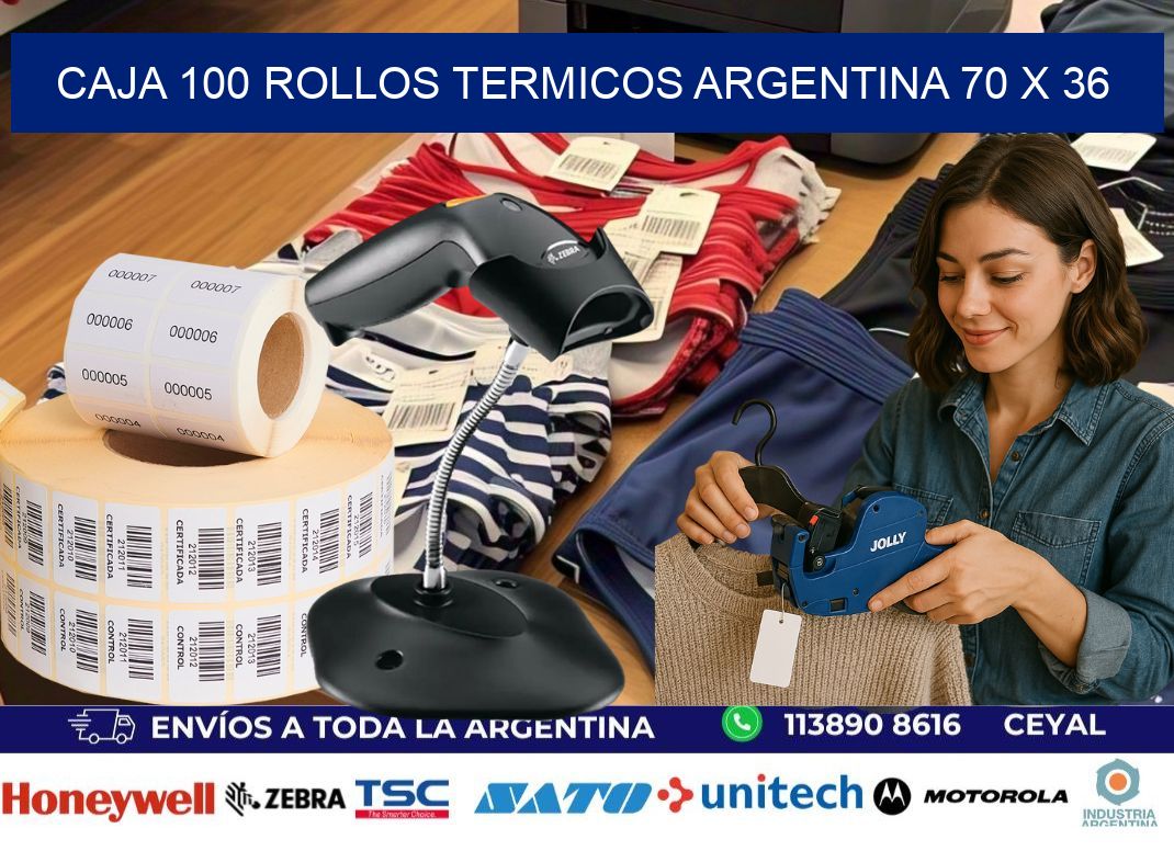 CAJA 100 ROLLOS TERMICOS ARGENTINA 70 x 36