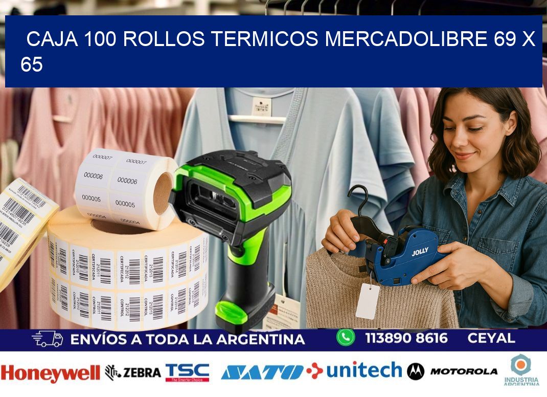 CAJA 100 ROLLOS TERMICOS MERCADOLIBRE 69 x 65