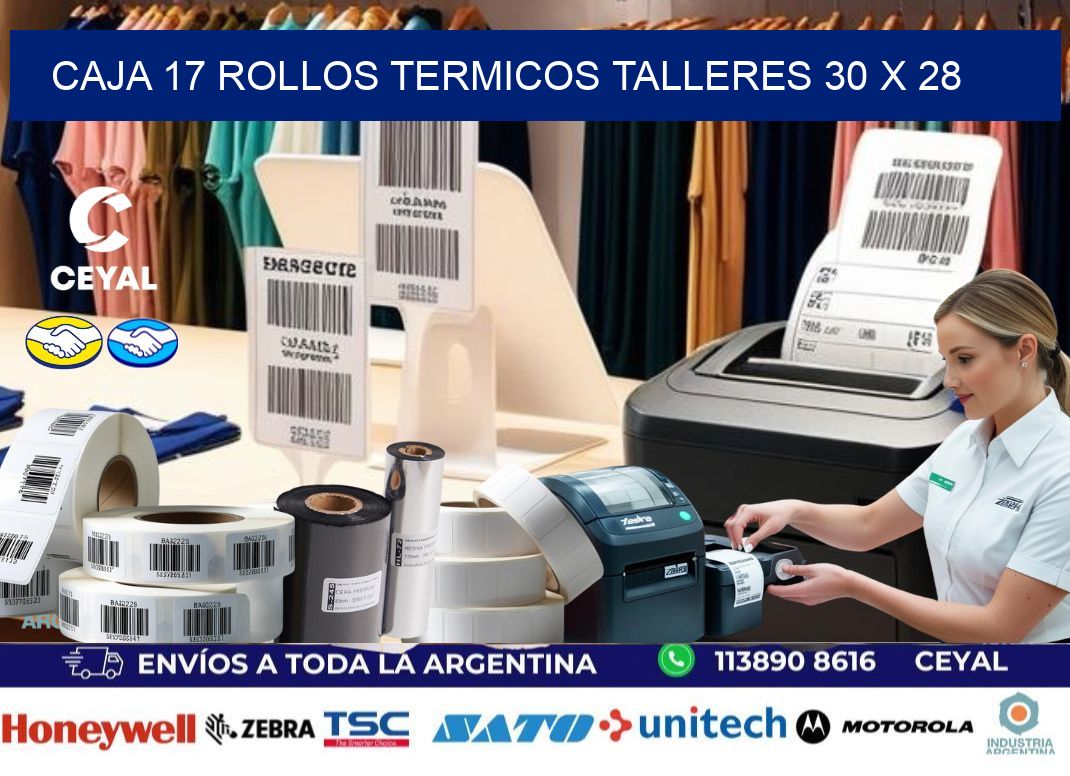 CAJA 17 ROLLOS TERMICOS TALLERES 30 x 28