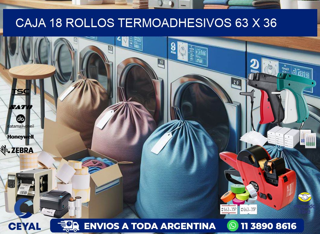 CAJA 18 ROLLOS TERMOADHESIVOS 63 x 36