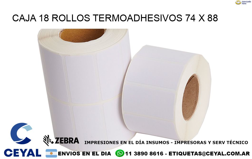 CAJA 18 ROLLOS TERMOADHESIVOS 74 x 88