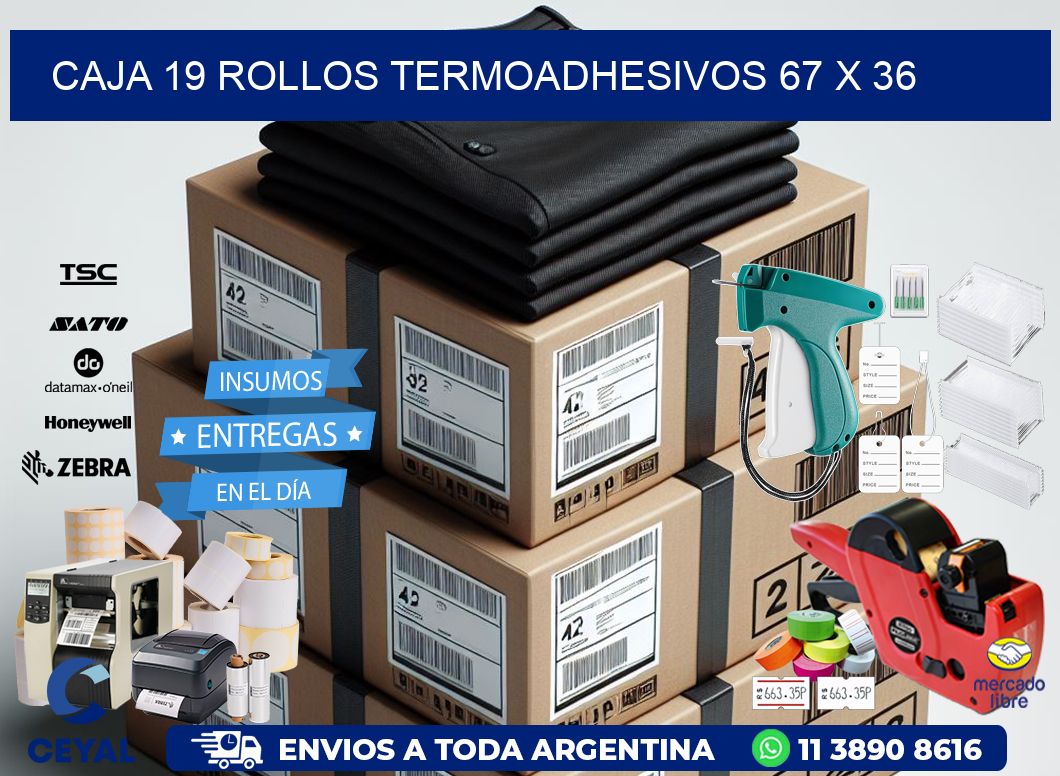 CAJA 19 ROLLOS TERMOADHESIVOS 67 x 36