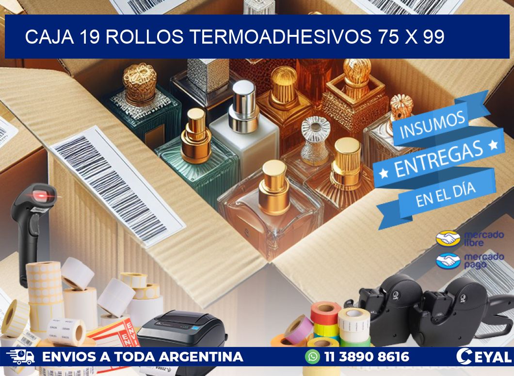 CAJA 19 ROLLOS TERMOADHESIVOS 75 x 99
