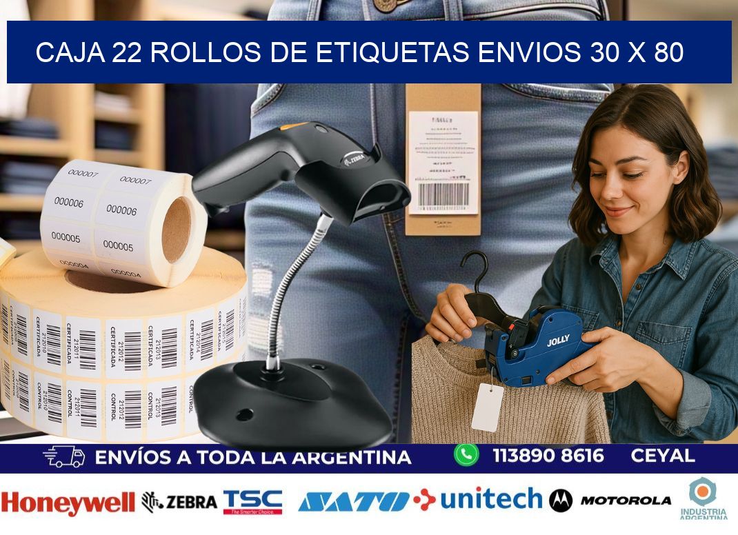 CAJA 22 ROLLOS DE ETIQUETAS ENVIOS 30 x 80