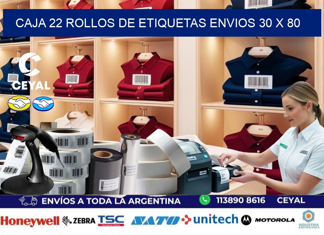 CAJA 22 ROLLOS DE ETIQUETAS ENVIOS 30 x 80