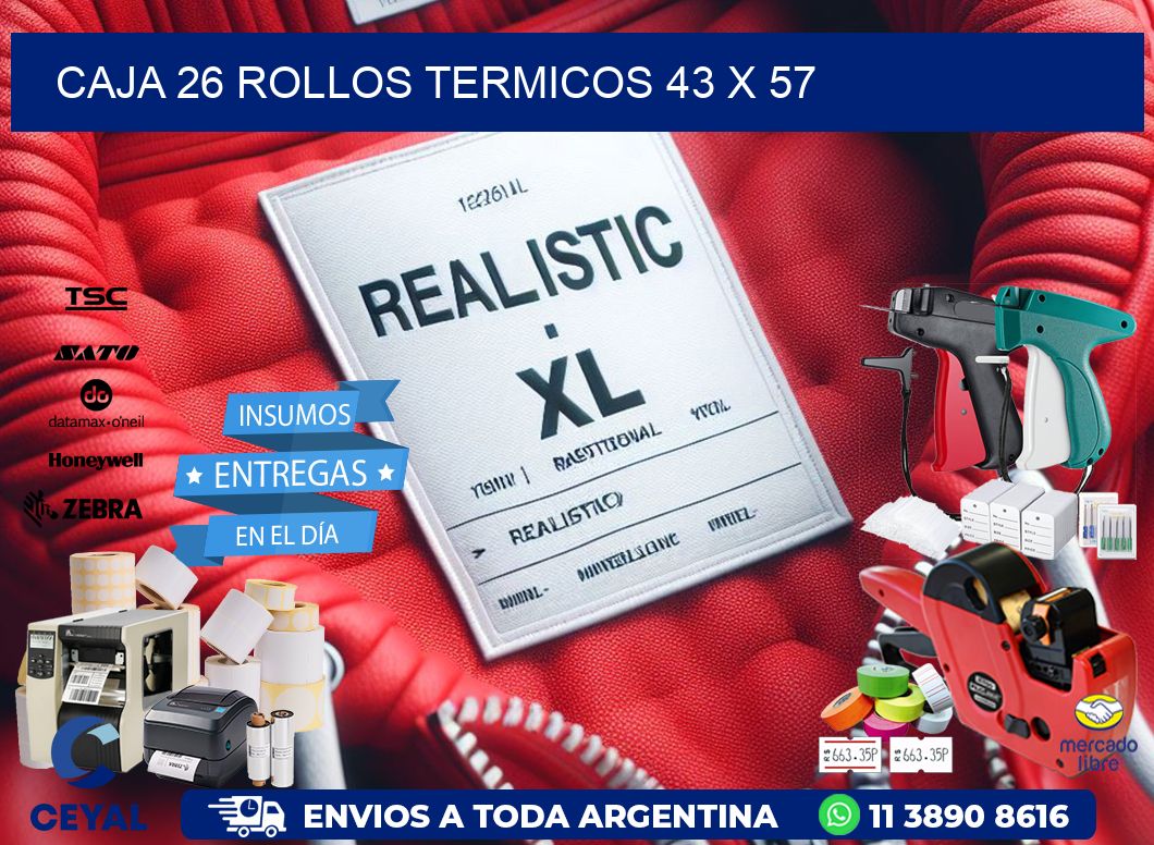CAJA 26 ROLLOS TERMICOS 43 x 57