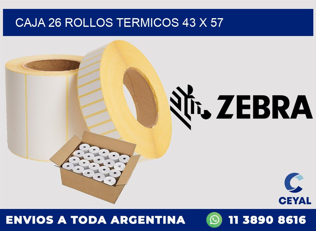 CAJA 26 ROLLOS TERMICOS 43 x 57