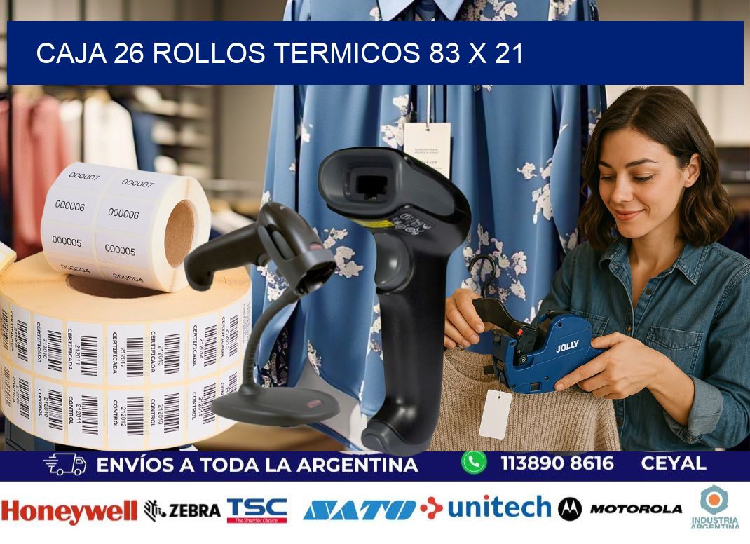 CAJA 26 ROLLOS TERMICOS 83 x 21