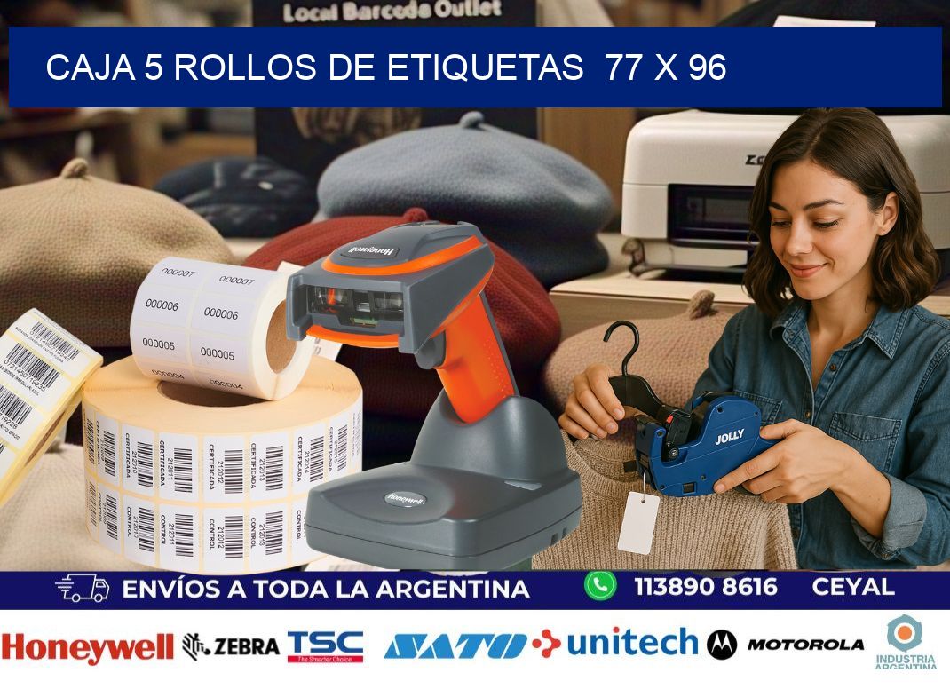 CAJA 5 ROLLOS DE ETIQUETAS  77 x 96