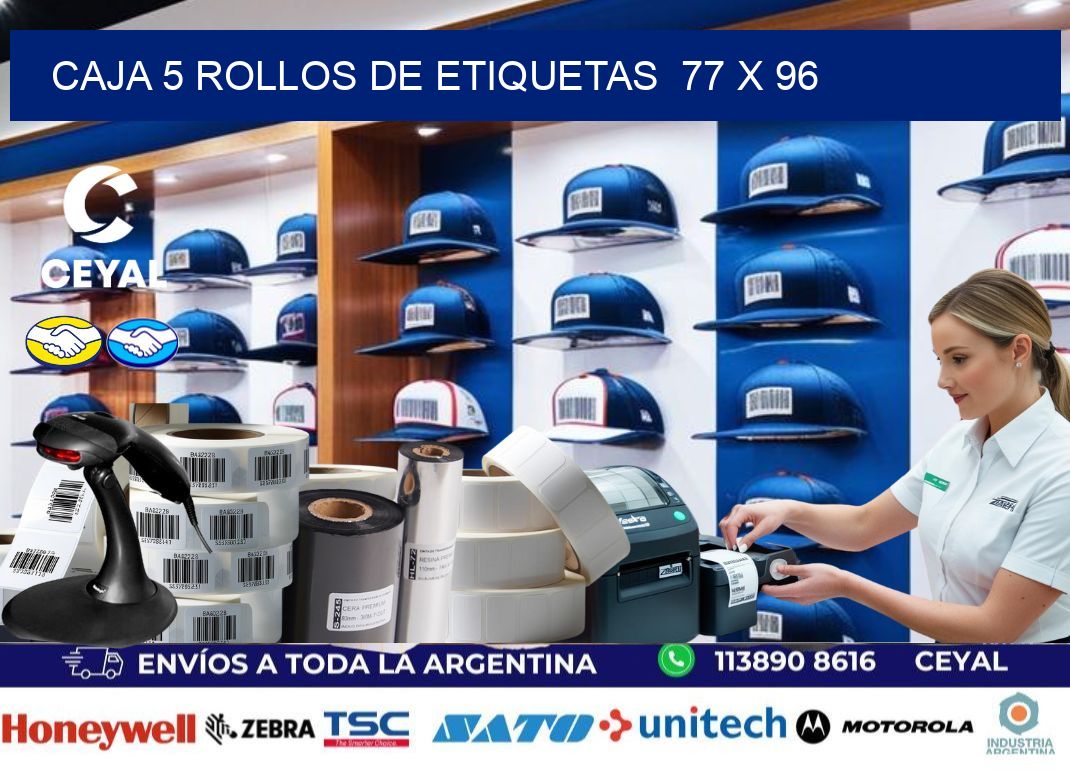 CAJA 5 ROLLOS DE ETIQUETAS  77 x 96