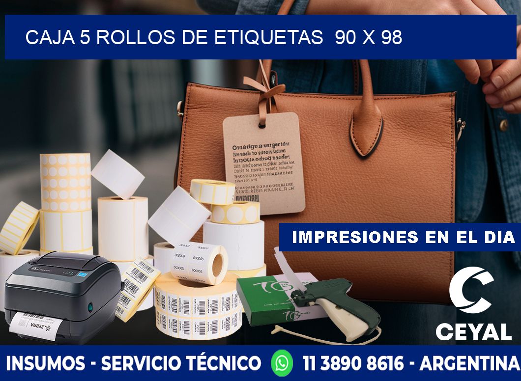CAJA 5 ROLLOS DE ETIQUETAS  90 x 98